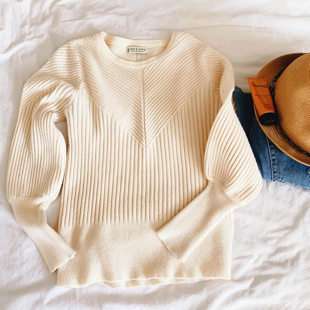 Jon & Anna cream ribbed sweater - Picture 5 of 9